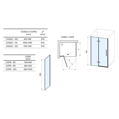 Ravak 5in1 dušo komplektas Cool! COSD2 + COPS, 100x100 cm