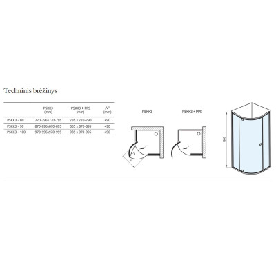 Ravak Pivot PSKK3 5in1 dušo kabinos komplektas, 90x90