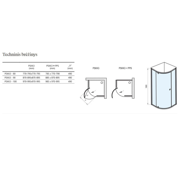 Ravak Pivot PSKK3 5in1 dušo kabinos komplektas, 90x90