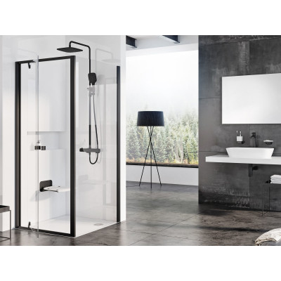 Ravak Pivot PDOP1 + PPS dušo komplektas 5in1, 90x90, juodos spalvos profiliai