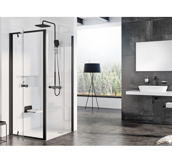 Ravak Pivot PDOP1 + PPS dušo komplektas 5in1, 90x90, juodos spalvos profiliai