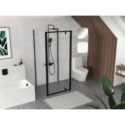 Ravak Pivot PDOP1 + PPS dušo komplektas 5in1, 90x90, juodos spalvos profiliai