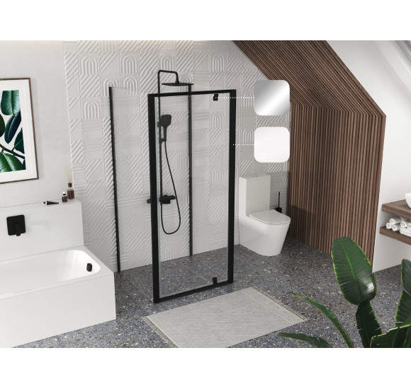 Ravak Pivot PDOP1 + PPS dušo komplektas 5in1, 90x90, juodos spalvos profiliai