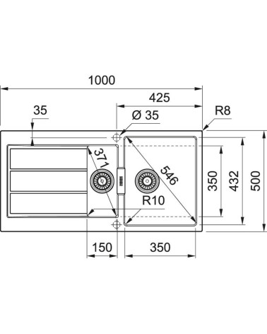 Franke S2D 651 tectonite plautuvė, užkemšamas ventilis, pasirenkama spalva
