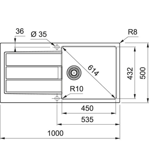 Franke S2D 611-100 tectonite plautuvė, užkemšamas ventilis, pasirenkama spalva