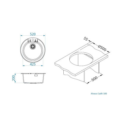 ALVEUS Cadit 100 granitinė plautuvė, apvali