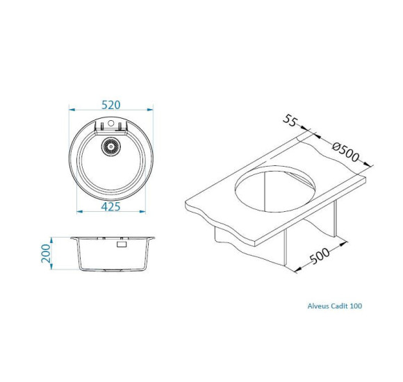 ALVEUS Cadit 100 granitinė plautuvė, apvali