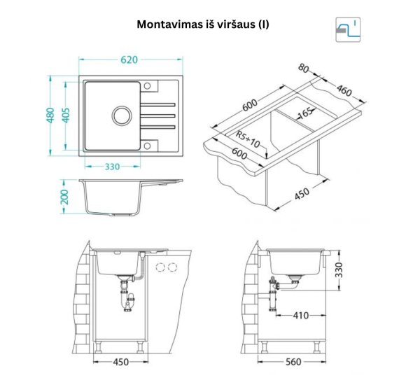 ALVEUS Intermezzo 30 granitinė plautuvė
