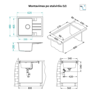 ALVEUS Intermezzo 30 granitinė plautuvė