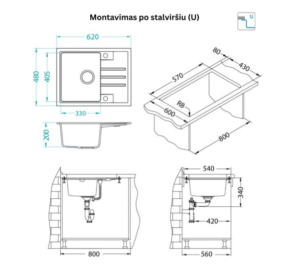 ALVEUS Intermezzo 30 granitinė plautuvė