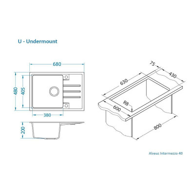 ALVEUS Intermezzo 40 granitinė plautuvė