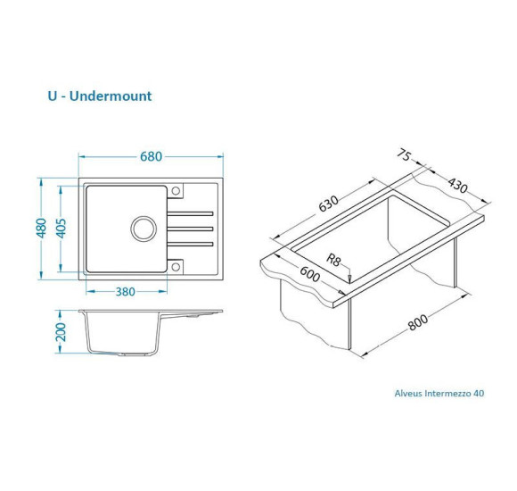 ALVEUS Intermezzo 40 granitinė plautuvė