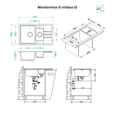 ALVEUS Intermezzo 130 granitinė plautuvė