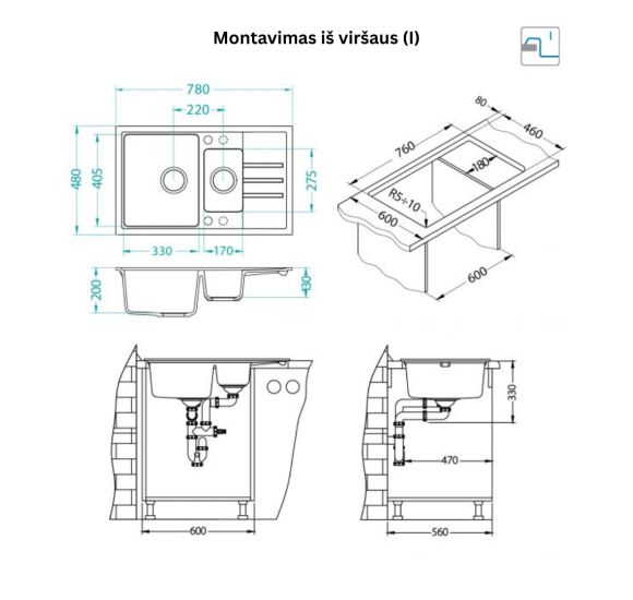 ALVEUS Intermezzo 130 granitinė plautuvė