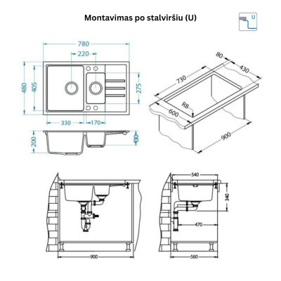 ALVEUS Intermezzo 130 granitinė plautuvė