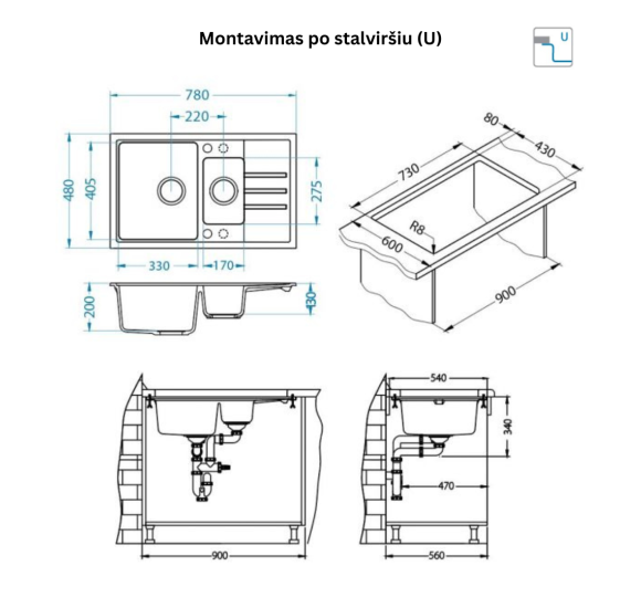 ALVEUS Intermezzo 130 granitinė plautuvė