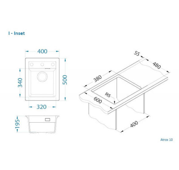 ALVEUS Atrox 10 granitinė plautuvė