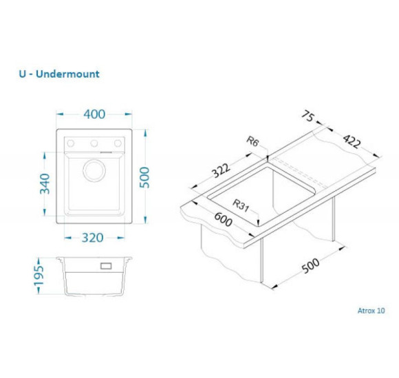 ALVEUS Atrox 10 granitinė plautuvė
