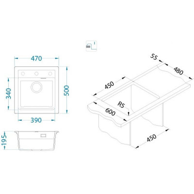 ALVEUS Atrox 20 granitinė plautuvė
