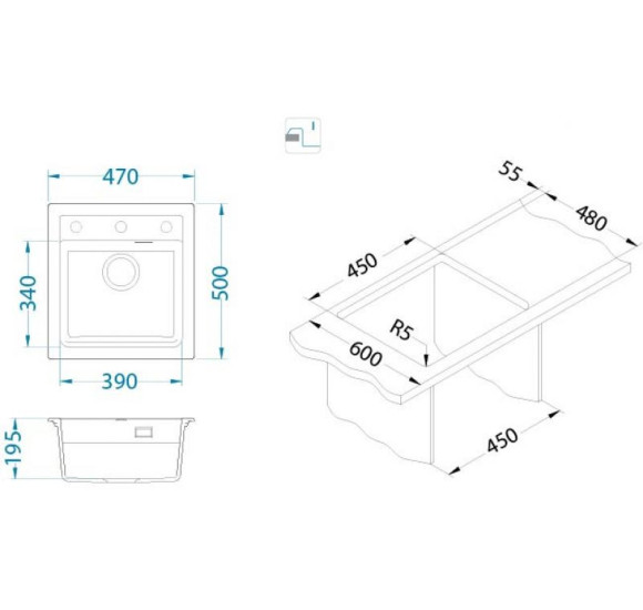 ALVEUS Atrox 20 granitinė plautuvė
