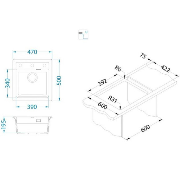 ALVEUS Atrox 20 granitinė plautuvė