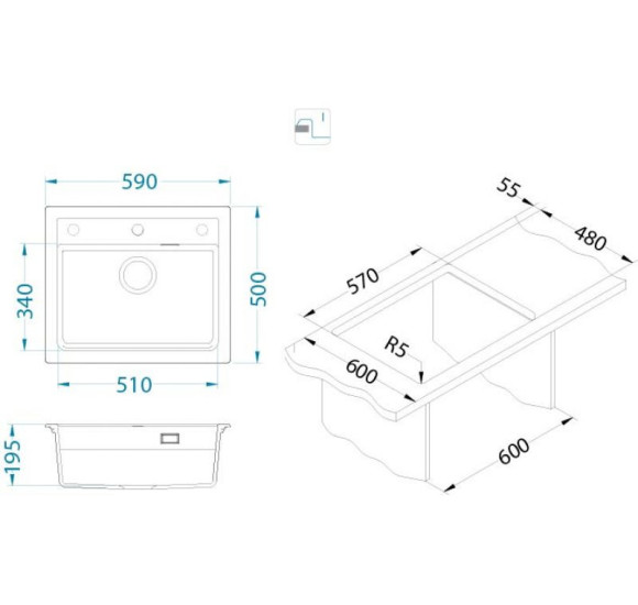 ALVEUS Atrox 30 granitinė plautuvė