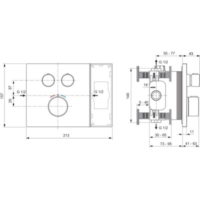 Ideal Standard CERATHERM NAVIGO SOLOS potinkinė termostatinė sistema su 300 mm lietaus galva