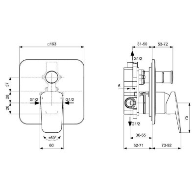 Ideal Standard Ceraplan potinkinis dušo/vonios maišytuvas su potinkine dalimi