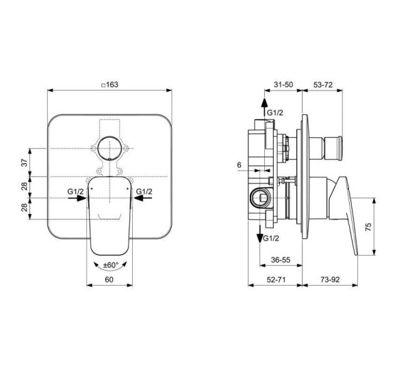 Ideal Standard Ceraplan potinkinis dušo/vonios maišytuvas su potinkine dalimi