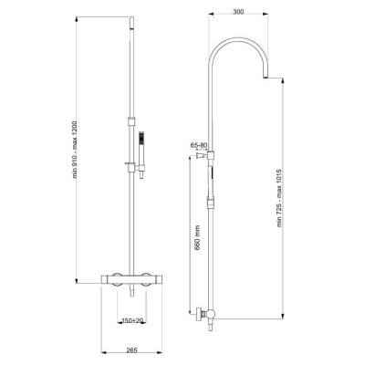 QD MagistroLab Starck virštinkinė termostatinė sistema, reguliuojamas aukštis