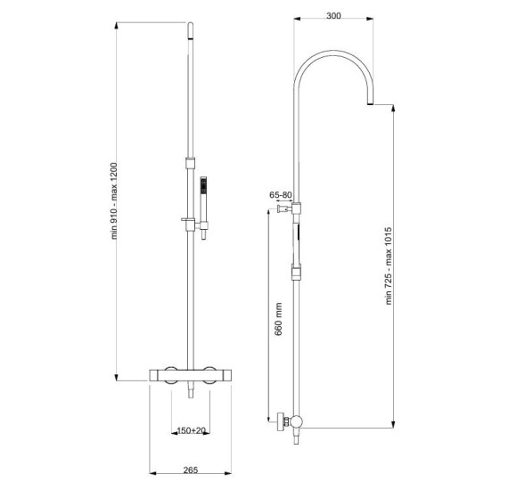 QD MagistroLab Starck virštinkinė termostatinė sistema, reguliuojamas aukštis