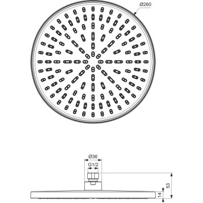 Ideal Standard Idealrain apvali "lietaus" dušo galva, 260 mm skersmuo, chromo/balta spalva