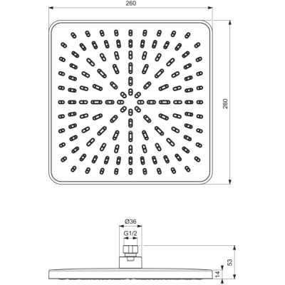Ideal Standard Idealrain kvadratinė "lietaus" dušo galva, 260x260 mm, chromo/balta spalva