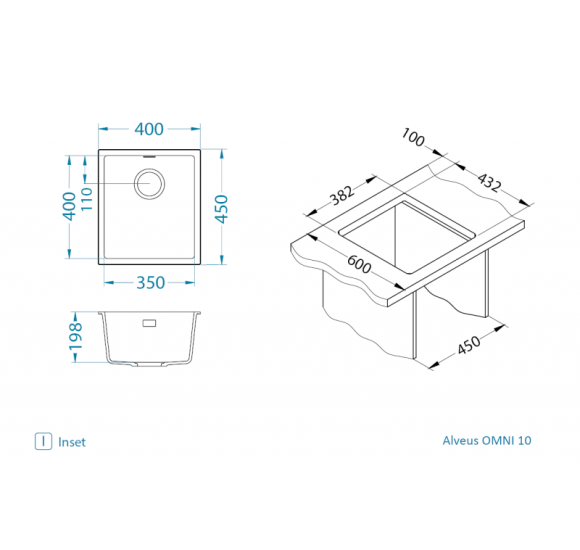 ALVEUS Omni 10 granitinė plautuvė (pasirenkama spalva)