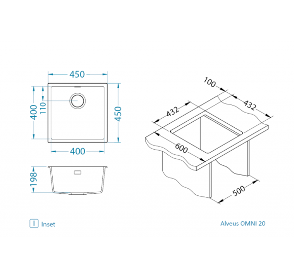 ALVEUS Omni 20 granitinė plautuvė (pasirenkama spalva)