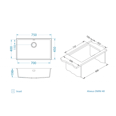 ALVEUS Omni 40 granitinė plautuvė (Black Edition)