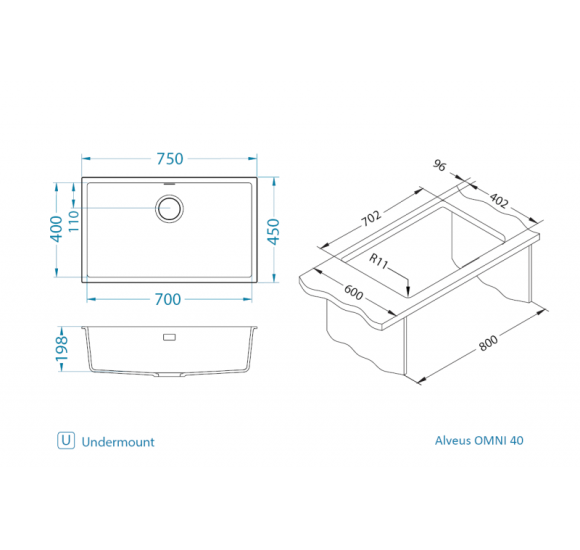 ALVEUS Omni 40 granitinė plautuvė (Black Edition)