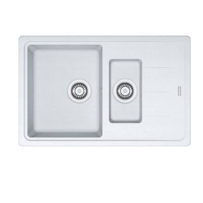 Franke BFG 651-78 Akmens masės plautuvė, eksentrinis ventilis, nerūdijančio plieno rankenėlė ir perlaja