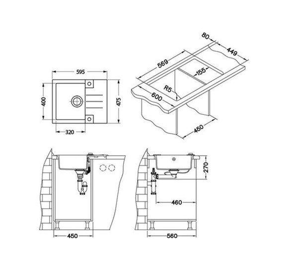 ALVEUS Rock 30 granitinė plautuvė (pasirenkama spalva)