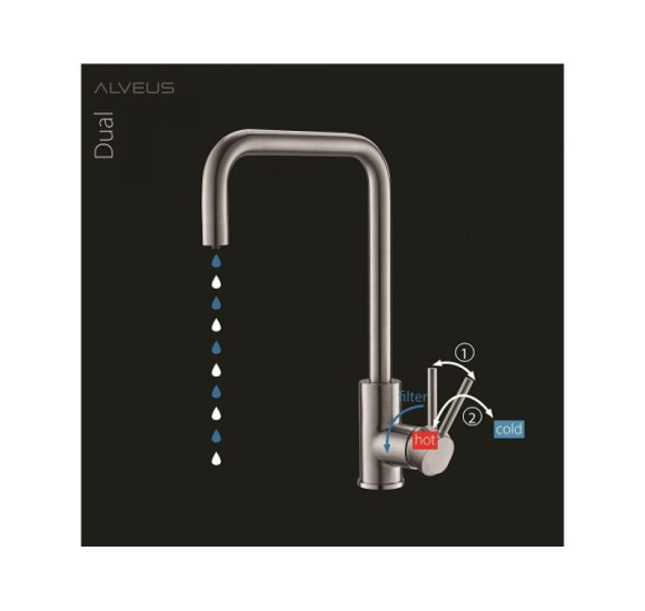 ALVEUS Dual maišytuvas plautuvei, su galimybe prijungti filtrą (pasirenkama spalva)