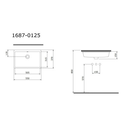 Bocchi Milano po stalviršiu montuojamas praustuvas, 550x370