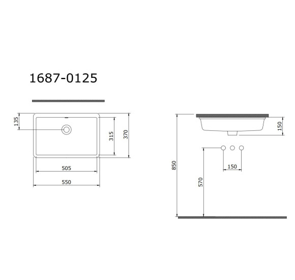 Bocchi Milano po stalviršiu montuojamas praustuvas, 550x370