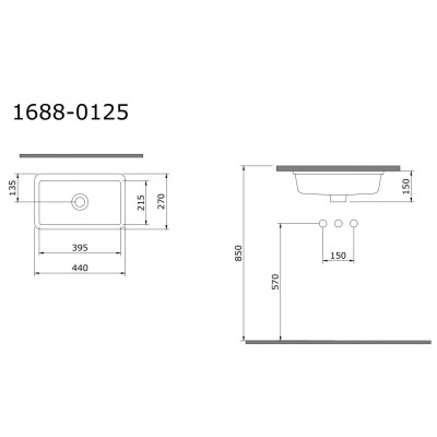 Bocchi Milano po stalviršiu montuojamas praustuvas, 440x270