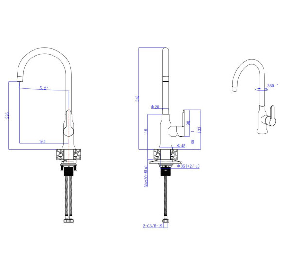 ALVEUS Slim Monarch virtuvinis maišytuvas