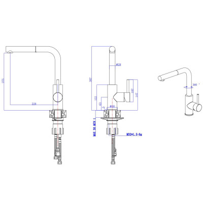ALVEUS Zeos-P maišytuvas plautuvei su ištraukiama žarnele