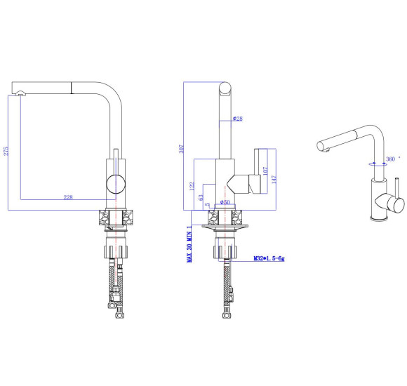 ALVEUS Zeos-P maišytuvas plautuvei su ištraukiama žarnele