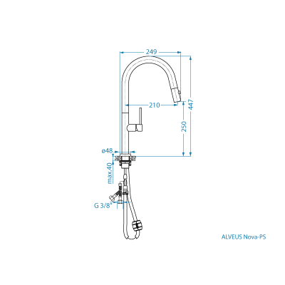 ALVEUS Nova - PS Monarch maišytuvas plautuvei su ištraukiamu dušeliu