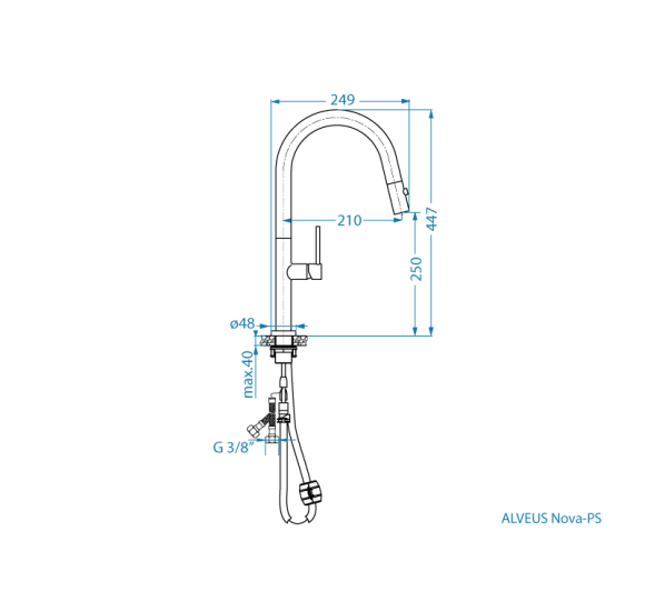 ALVEUS Nova - PS Monarch maišytuvas plautuvei su ištraukiamu dušeliu