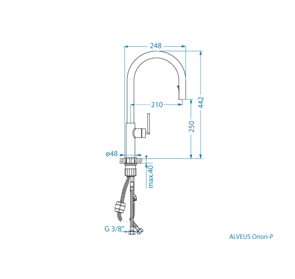 ALVEUS Orion - PS maišytuvas plautuvei su ištraukiamu dušeliu