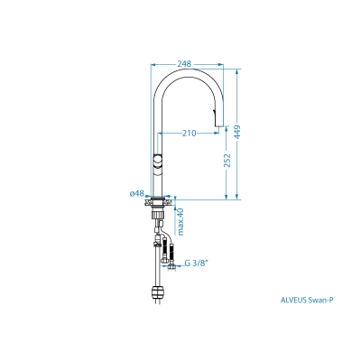 ALVEUS Swan PS Monarch maišytuvas plautuvei su ištraukiamu dušeliu